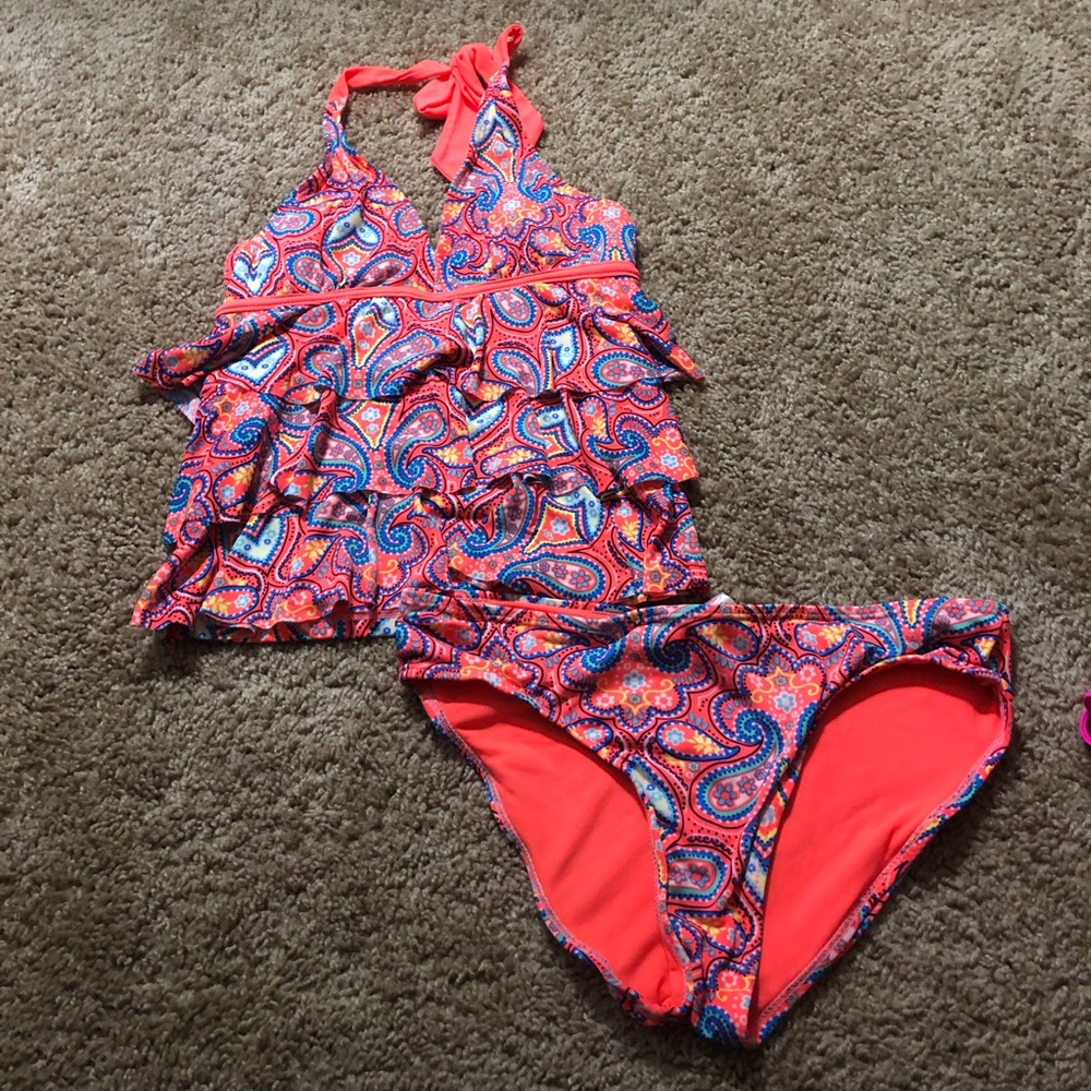 Neon orange with paisley pattern